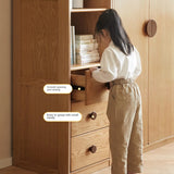 Oak Solid Wood Kids Wardrobe And Bookcase Combination