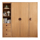 Oak Solid Wood Kids Wardrobe And Bookcase Combination