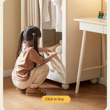 Solid Rubberwood Cream Style Kids Wardrobe