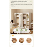 Solid Rubberwood Cream Style Kids Wardrobe