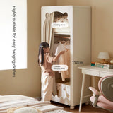 Solid Rubberwood Cream Style Kids Wardrobe