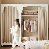 Solid Rubberwood Cream Style Kids Wardrobe