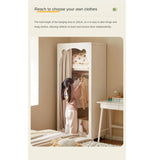 Solid Rubberwood Cream Style Kids Wardrobe