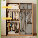 Oak Solid Wood Kids Sliding Door Wardrobe