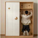 Oak Solid Wood Kids Sliding Door Wardrobe
