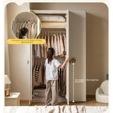 Pine Solid Wood White Cream Kids Wardrobe