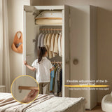 Pine Solid Wood White Cream Kids Wardrobe