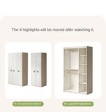 Pine Solid Wood White Cream Kids Wardrobe