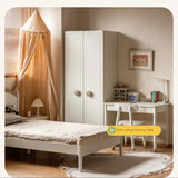 Pine Solid Wood White Cream Kids Wardrobe