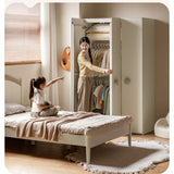 Pine Solid Wood White Cream Kids Wardrobe
