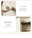Pine Solid Wood White Cream Kids Wardrobe