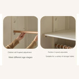 Pine Solid Wood White Cream Kids Wardrobe