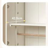 Pine Solid Wood White Cream Kids Wardrobe