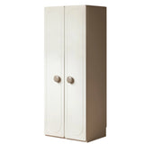 Pine Solid Wood White Cream Kids Wardrobe