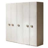 Pine Solid Wood White Cream Kids Wardrobe