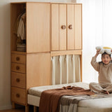 Beech, Rubber Solid Wood Kids Wardrobe