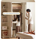 Solid Rubberwood, Beech Solid Wood Kids Wardrobe