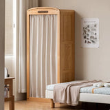 Oak Solid Wood, Solid Rubberwood Kids Simple Wardrobe