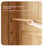 Oak Solid Wood, Solid Rubberwood Kids Simple Wardrobe
