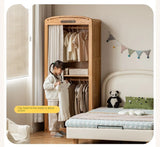 Oak Solid Wood, Solid Rubberwood Kids Simple Wardrobe