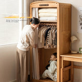 Oak Solid Wood, Solid Rubberwood Kids Simple Wardrobe