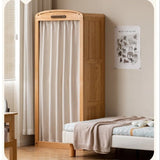 Oak Solid Wood, Solid Rubberwood Kids Simple Wardrobe