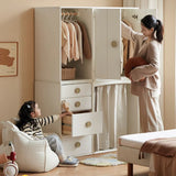 Solid Rubberwood Children's Wardrobe Combination