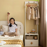 Table de chevet pour enfants en bois massif de peuplier avec porte-vêtements