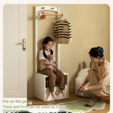 Poplar Solid Wood Kids Nightstand With Clothes Hanger