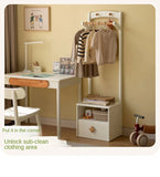 Poplar Solid Wood Kids Nightstand With Clothes Hanger