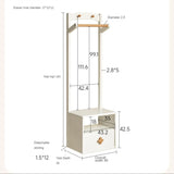 Poplar Solid Wood Kids Nightstand With Clothes Hanger