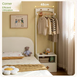 Poplar Solid Wood Kids Nightstand With Clothes Hanger