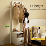 Poplar Solid Wood Kids Nightstand With Clothes Hanger