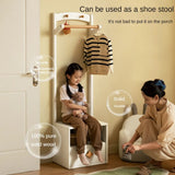 Poplar Solid Wood Kids Nightstand With Clothes Hanger