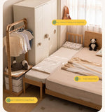 Beech Solid Wood Children's Splicing Bed with Guardrail