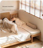 Beech Solid Wood Children's Splicing Bed with Guardrail