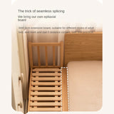 Beech Solid Wood Children's Splicing Bed with Guardrail