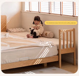 Beech Solid Wood Children's Splicing Bed with Guardrail