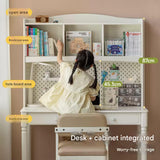 Rubber Solid Wood Cream Style Children's Desk.