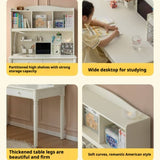 Rubber Solid Wood Cream Style Children's Desk.