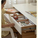 Rubber Solid Wood Cream Style Children's Desk.