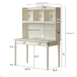 Rubber Solid Wood Cream Style Children's Desk.