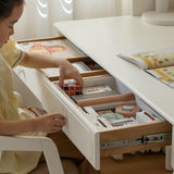 Rubber Solid Wood Cream Style Children's Desk.