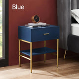 Nordischer blauer Nachttisch mit Schublade und Regal
