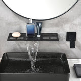 Modern Waterfall Wall Mounted Bathroom Sink Faucet Single Handle in Black