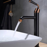 Klassischer Einhand-Badezimmer-Einloch-Wasserhahn in Schwarz und Roségold
