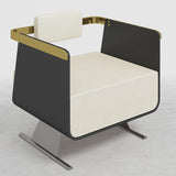 Black Modern Accent Chair Upholstered Cotton & Linen Accent Chair