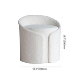 Modern White Round Lamb Wool Vanity Stool with Backrest & Rotatable Chassis