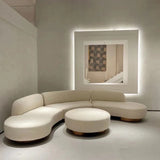 Modernes, cremeweißes Boucle-Gebogenes, zeitgenössisches, ovales Sofa, 3-6 Sitzer