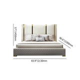 Modern Upholstered King Bed Polished Gold and Faux Leather Headboard Included